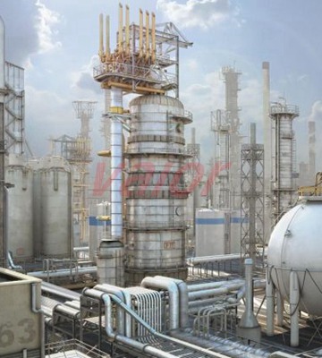 Industrial absorption tower used for removing pollutants from exhaust gases to protect the environment.