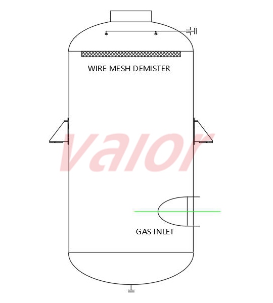 A simple sketch only to show the relative position of wire mesh demister in falling film evaporator separator.