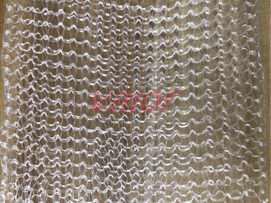 It is a piece of mesh knitted with transparent PP flat yarn.