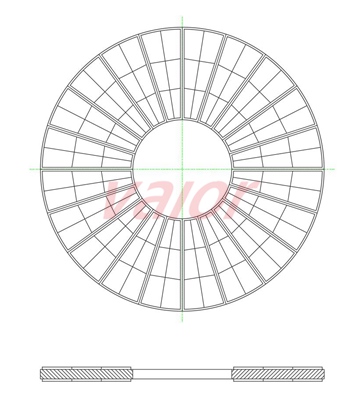 A demister drawing that is divide evenly into 20 fan-shaped segments.